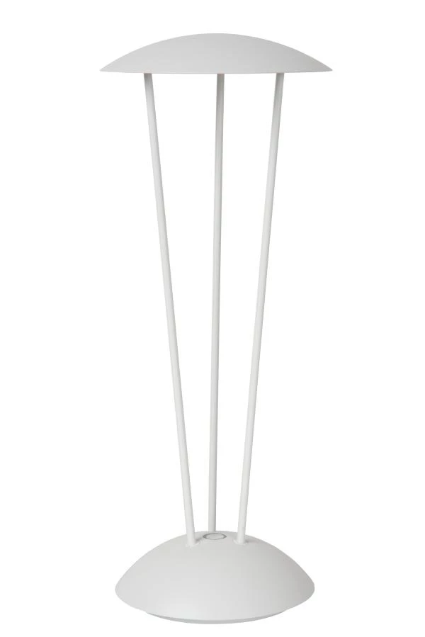 Lucide RENEE - Oplaadbare Tafellamp Buiten - Accu/Batterij - Ø 12,3 cm - LED Dimb. - 1x2,2W 2700K/3000K - IP54 - Met draadloos oplaadstation - Wit - uit